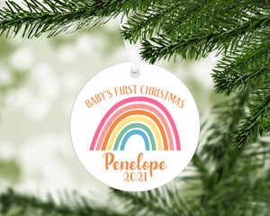 Baby's First Christmas Personalized Ornament - Rainbow