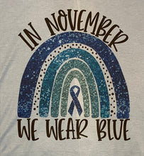 Load image into Gallery viewer, In November We Wear Blue Rainbow Diabetes Awareness Unisex T-shirt
